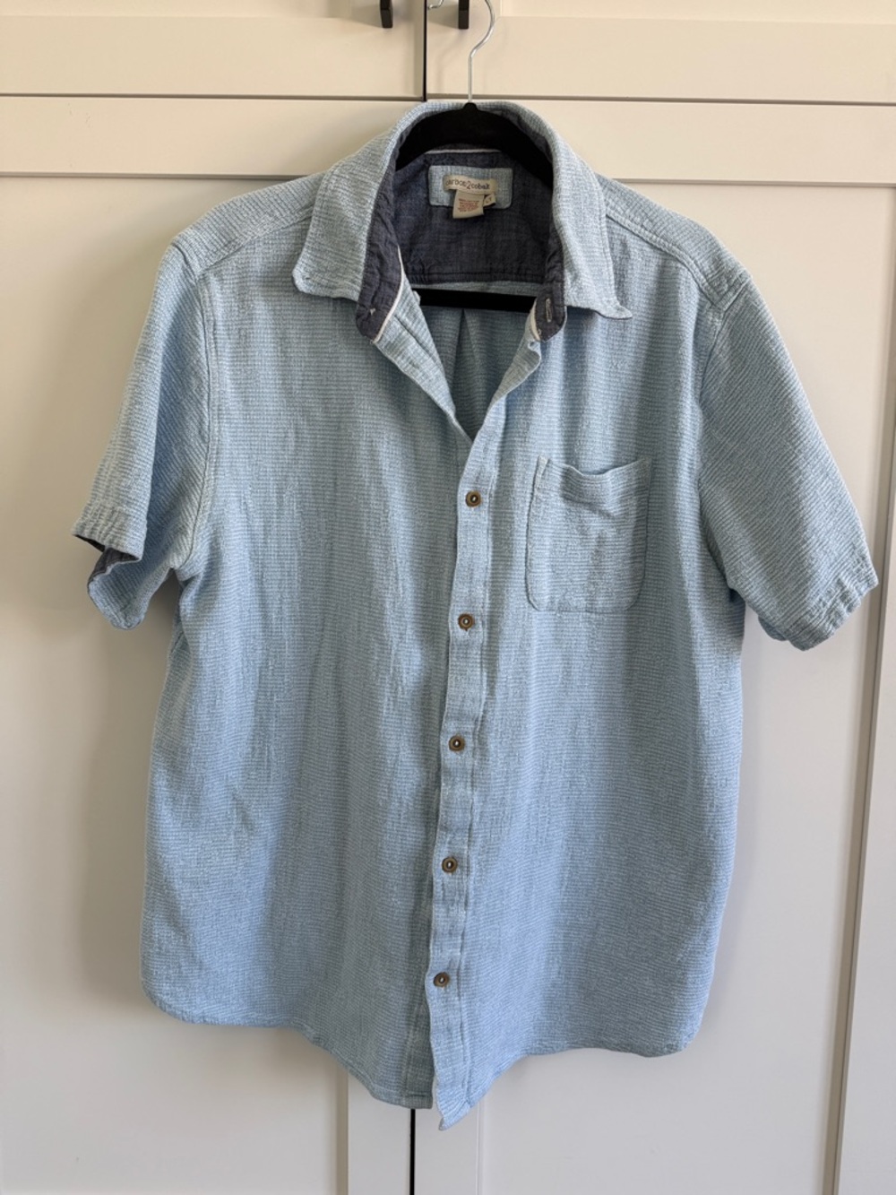 Carbon2Cobalt Light Blue Short-Sleeve Button-Up Shirt - Casual Men's Shirt